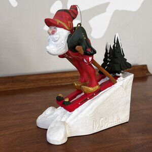 House of Hatten Santa Downhill Skiing Ski Christmas Figurine 1996 Denise Calla